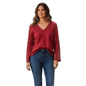 🆕 Chico’s embroidered mesh tunic knit Corp core shirt